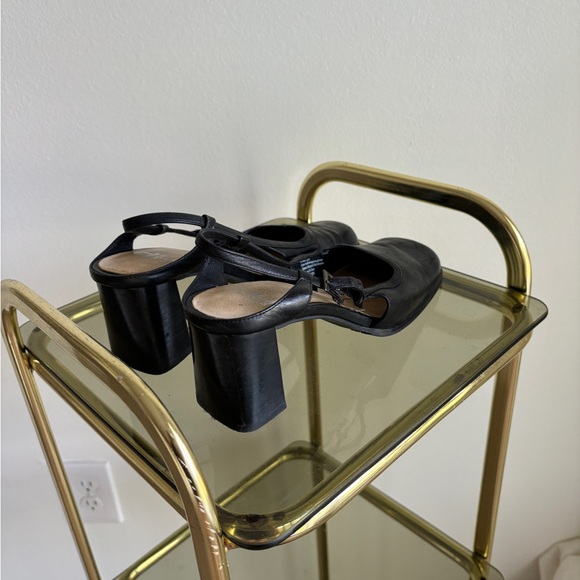 Vintage Black Leather Kitten Square Heels - Picture 4 of 7